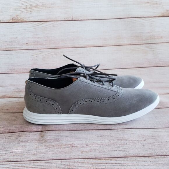 Cole Haan Grand OS Grey Suede Brogue Oxford Lace Up Shoes 9B Gray Size 9B - Picture 2 of 11